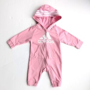 ADIDAS Pink Baby Girl's Logo Hood Coverall